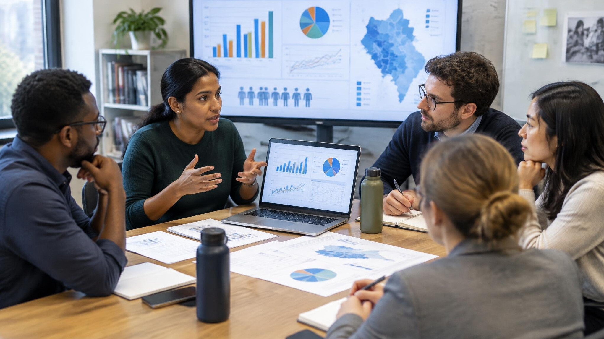research team analyzing data