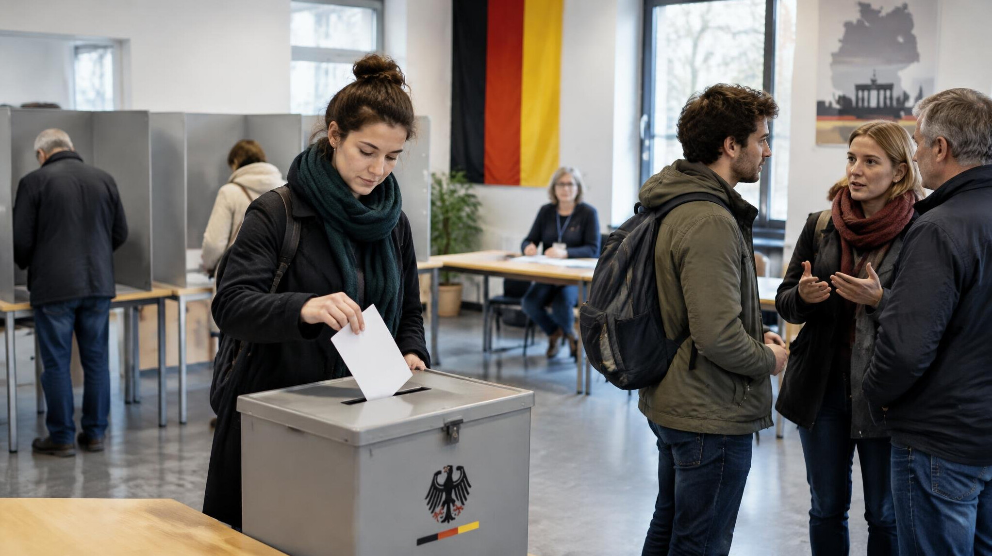 german citizens at voting booth
