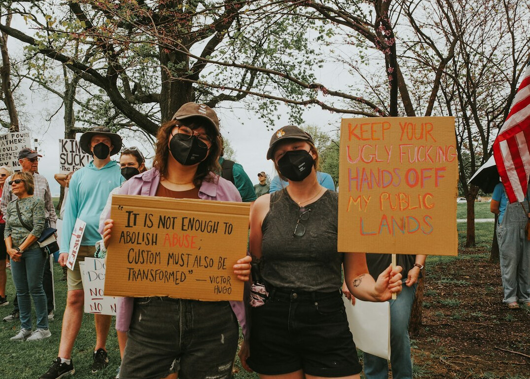 people protesting peacefully